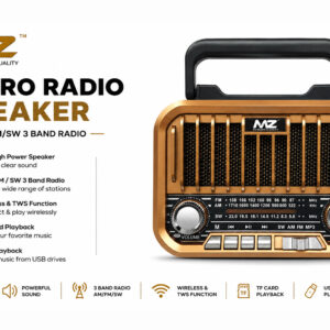 MZ Premium Series S666 – Retro Portable Wireless Radio Speaker with FM/AM/SW Support